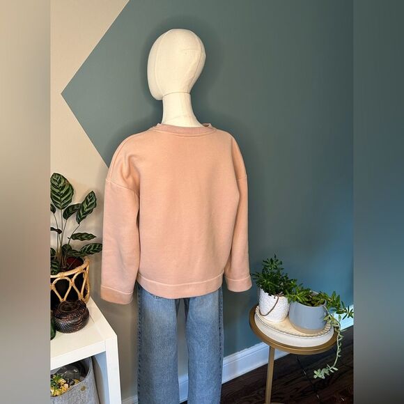 MNG Suit Blush Pink Minimalist Crewneck Sweatshirt Relaxed Fit Pullover XS - Picture 4 of 7